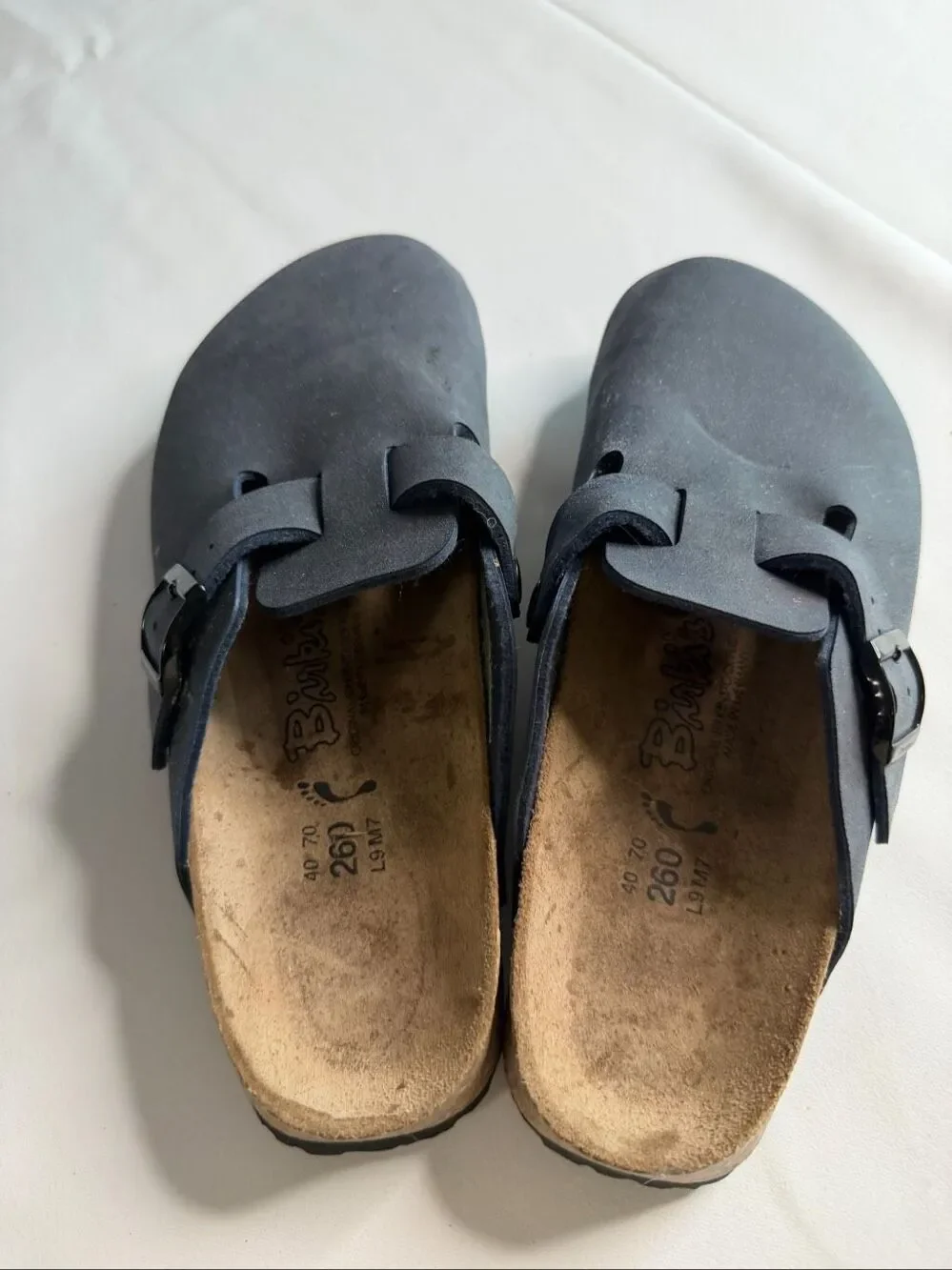 Birkenstock Boston Clogs Navy Blue Slip On Comfort Shoes Ladies 9 Men’s 7